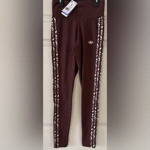 NWT! Adidas Women Original Trefoil Logo 3 Stripes Leggings Auburn Size Small